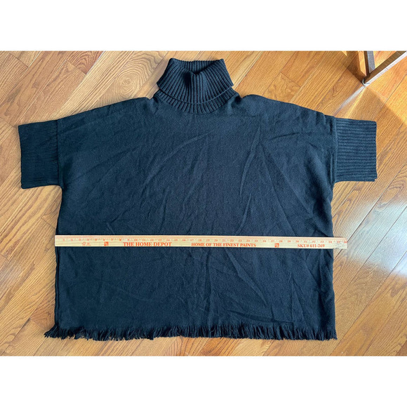 3/$27 Sonoma Short Sleeve Poncho with Fringe in Black, One Size Fits All - Picture 7 of 9